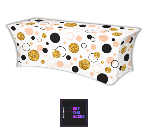 Black Gold Spots Lycra Table Cover