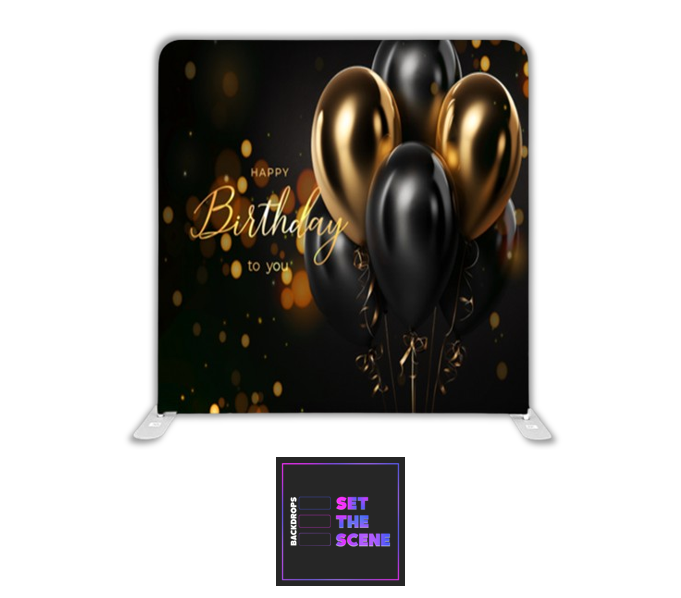 Happy Birthday Golden Pillowcase Backdrop Cover