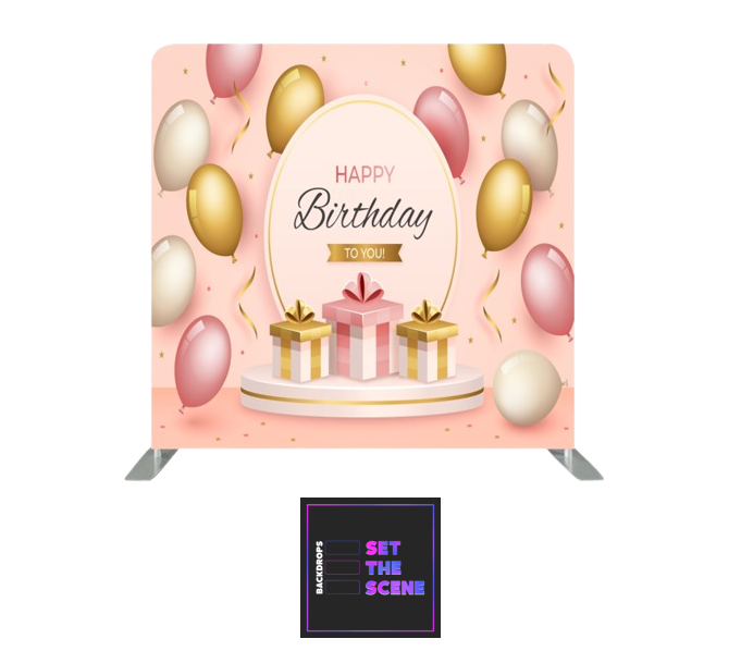 Happy Birthday on Pink Pillowcase Backdrop Cover