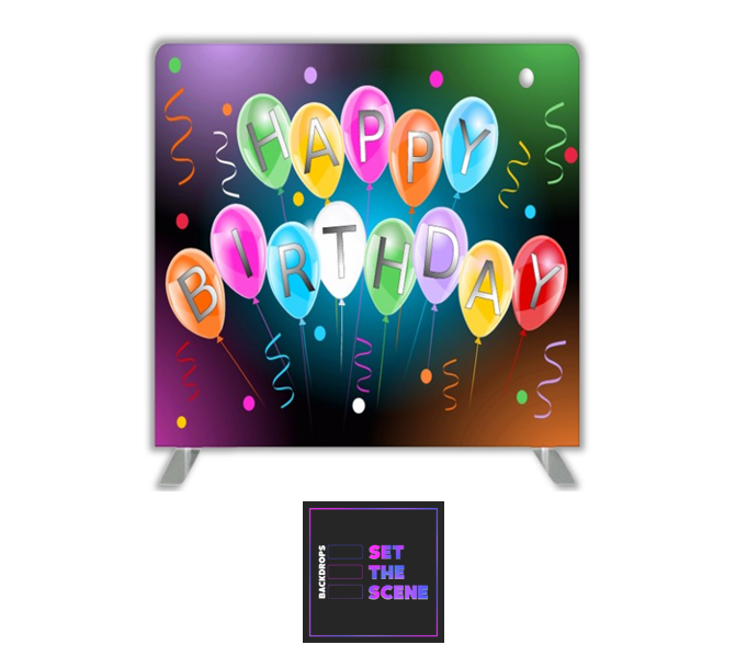 Happy Birthday Coloured Balloons Pillowcase Backdrop Cover