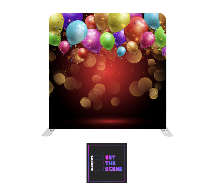 Colourful Balloons on Red Pillowcase Backdrop Cover