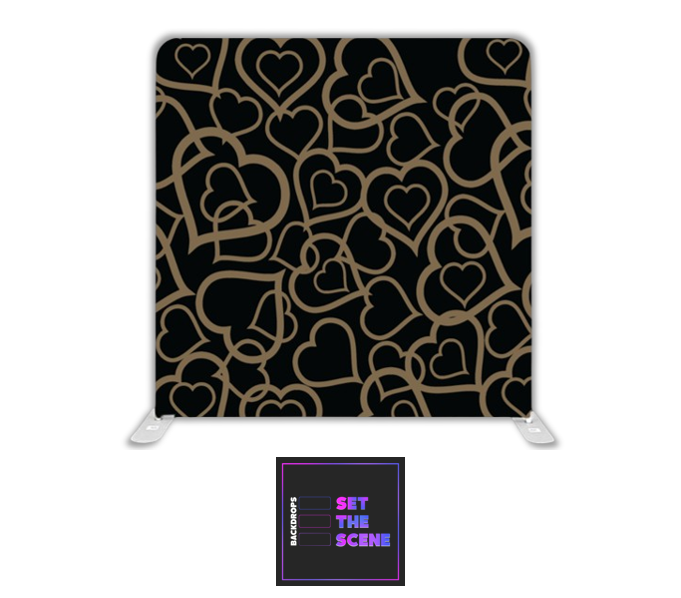 Golden Hearts on Black Pillowcase Backdrop Cover