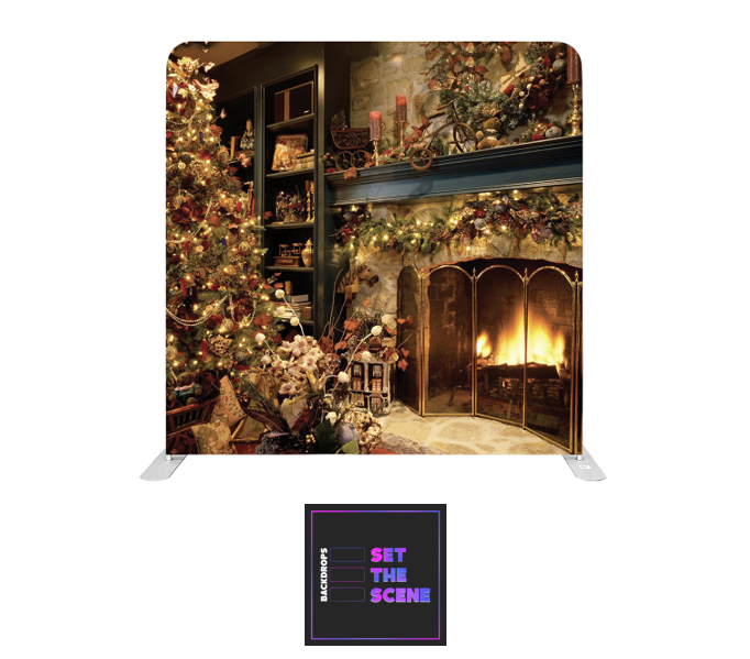 Christmas Fireplace Pillowcase Backdrop Cover