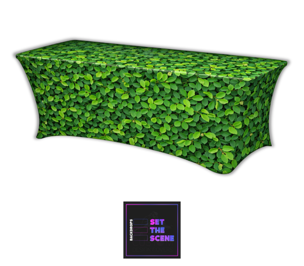 Green Leaves Lycra Table Cover