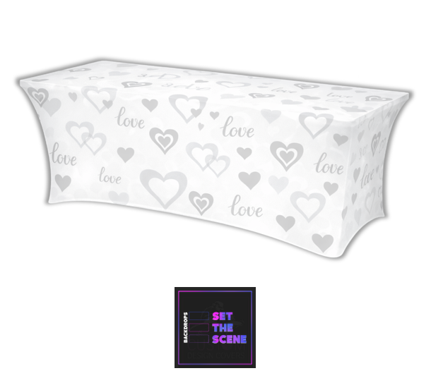 Wedding Love & Hearts Lycra Table Cover