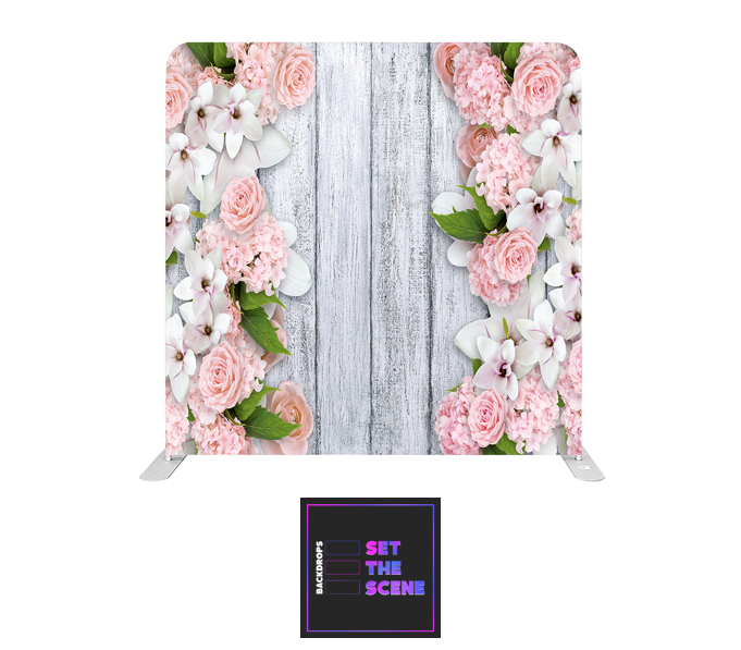 Magnolia Flowers on Rustic Effect Pillowcase Backdrop Cover