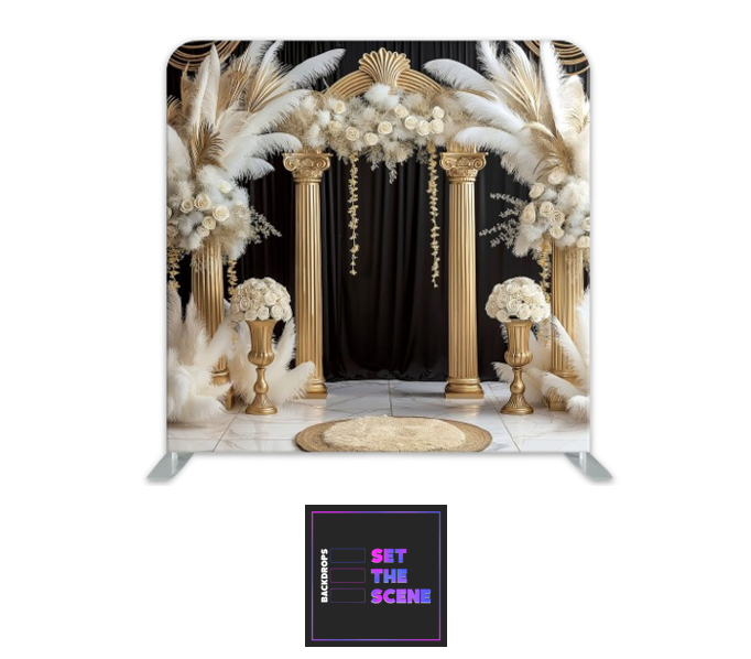 Black & Gold Boho Pillowcase Backdrop Cover