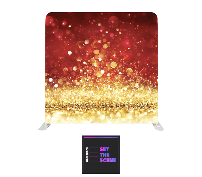 Red Gold Glitter Effect Pillowcase Backdrop Cover