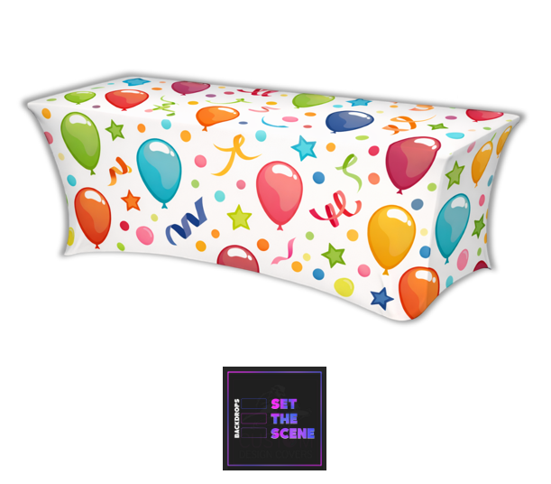Birthday Balloons Lycra Table Cover
