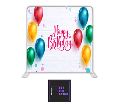 Happy Birthday Colourful Balloons Pillowcase Backdrop Cover