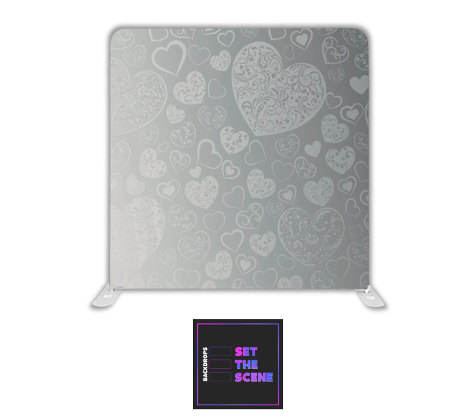 Grey Hearts Pillowcase Backdrop Cover