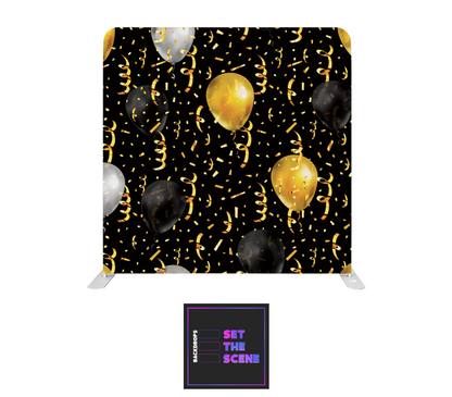 Gold & Black Celebration Pillowcase Backdrop Cover