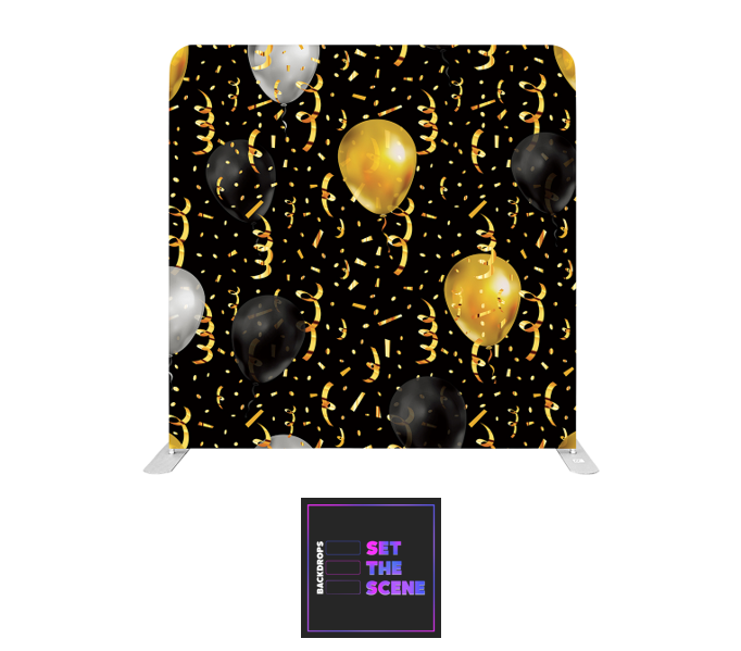 Gold & Black Celebration Pillowcase Backdrop Cover