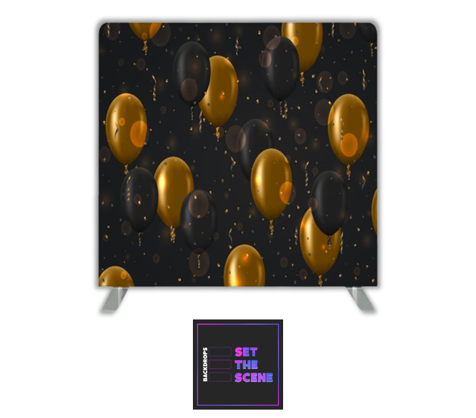 Black & Gold Balloons Pillowcase Backdrop Cover