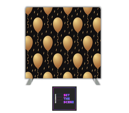 Golden Balloons on Black Pillowcase Backdrop Cover