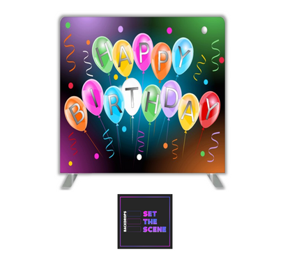 Happy Birthday Coloured Balloons Pillowcase Backdrop Cover
