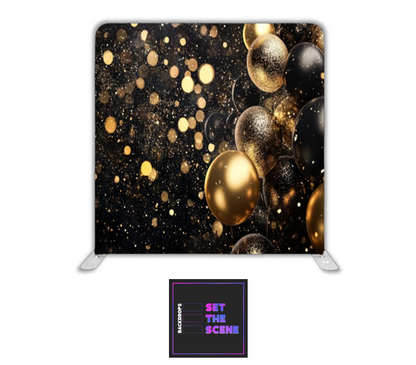 Black & Gold Balloons Pillowcase Backdrop Cover