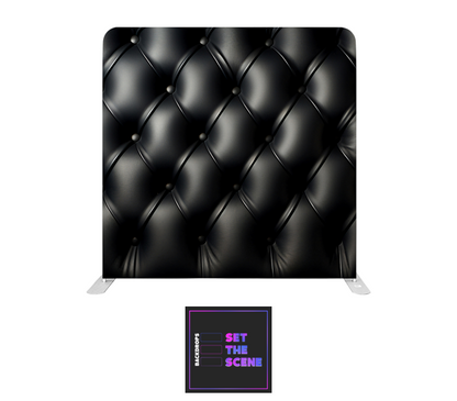Black Leather Effect Chesterfield Pillowcase Backdrop Cover
