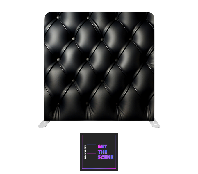 Black Leather Effect Chesterfield Pillowcase Backdrop Cover
