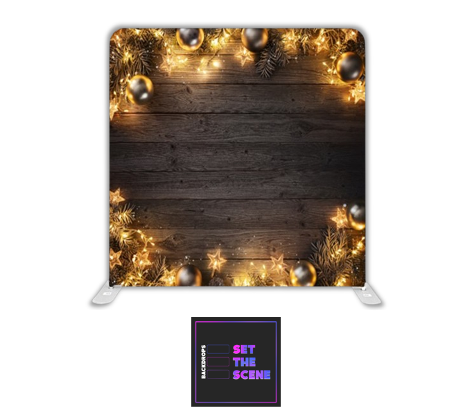 Festive Lights on Rustic Pillowcase Backdrop Cover