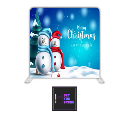 Merry Christmas Snowmen Pillowcase Backdrop Cover
