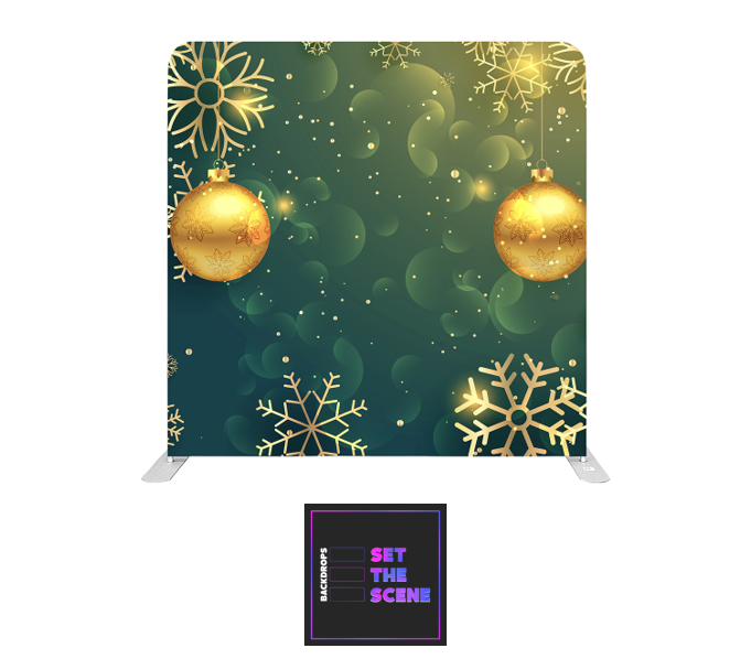 Gold on Green Festive Pillowcase Backdrop Cover