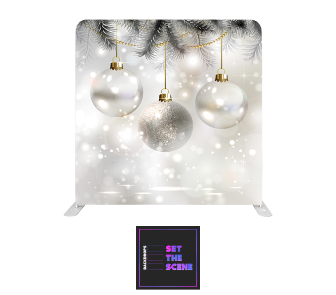 Silver Baubles Pillowcase Backdrop Cover