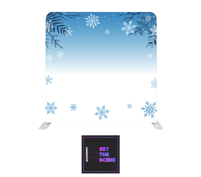 Snowflakes on Blue Pillowcase Backdrop Cover