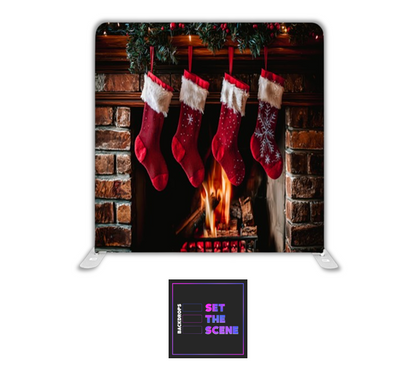 Christmas Stockings Pillowcase Backdrop Cover