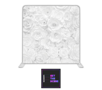 White Flowers Pillowcase Backdrop Cover