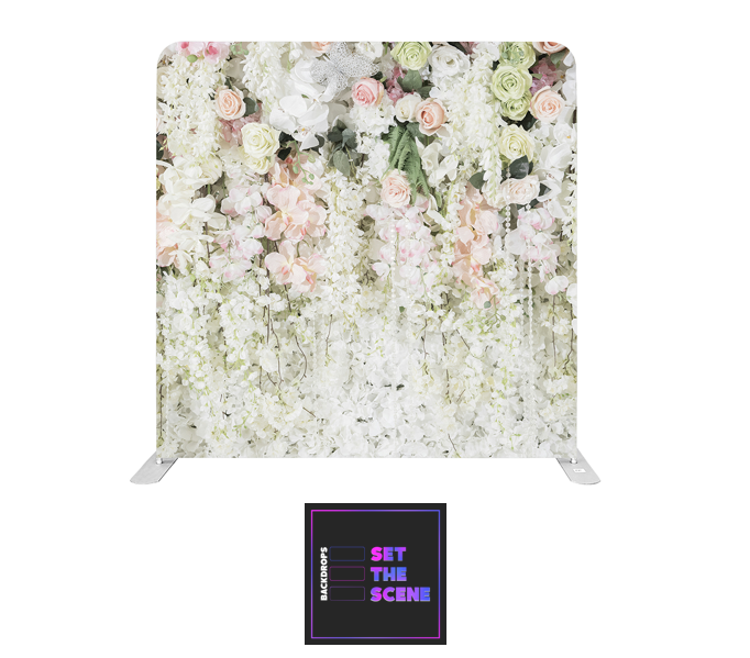 White Floral Effect Pillowcase Backdrop Cover