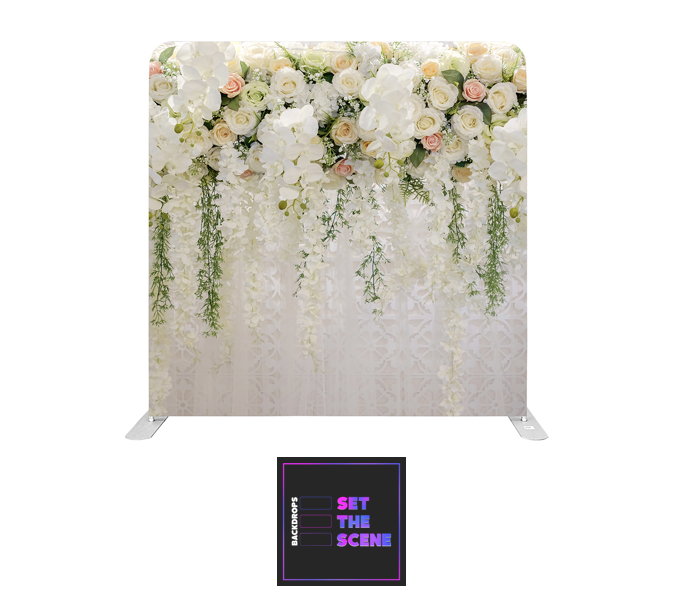 White Floral Effect Pillowcase Backdrop Cover