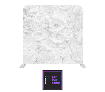 White Floral Effect Pillowcase Backdrop Cover