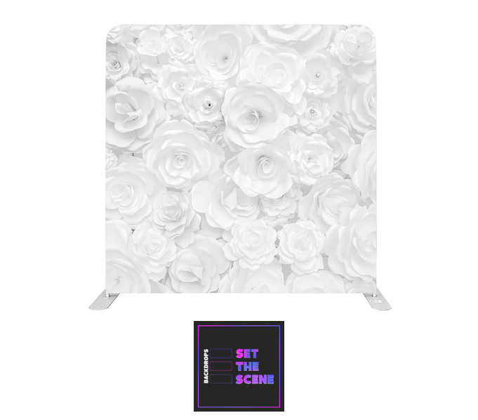 White Floral Effect Pillowcase Backdrop Cover