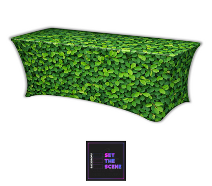 Green Leaves Lycra Table Cover