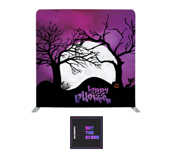 Purple Happy Halloween Pillowcase Backdrop Cover