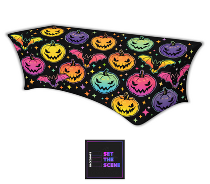 Halloween Pumpkin & Bats Lycra Table Cover
