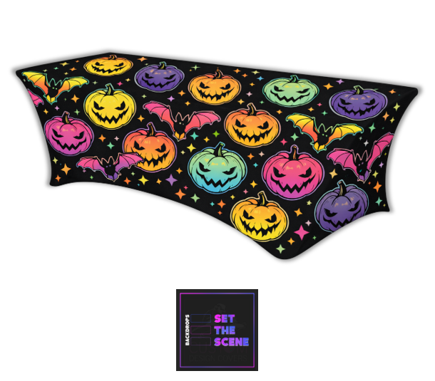 Halloween Pumpkin & Bats Lycra Table Cover
