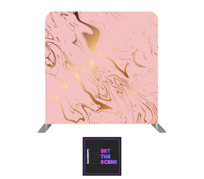 Pink & Gold Marble Effect Pillowcase Backdrop Cover
