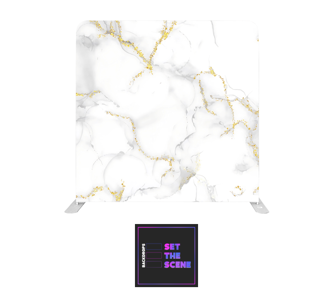 White & Gold Marble Effect Pillowcase Backdrop Cover