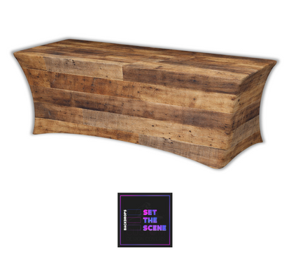 Rustic Slats Lycra Table Cover