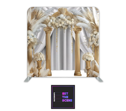 White & Gold Boho Pillowcase Backdrop Cover