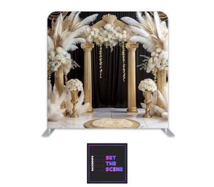Black & Gold Boho Pillowcase Backdrop Cover