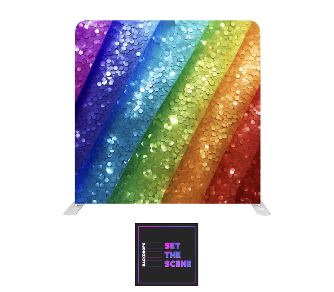 Rainbow Glitter Effect Pillowcase Backdrop Cover