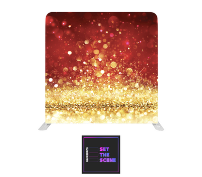 Red Gold Glitter Effect Pillowcase Backdrop Cover