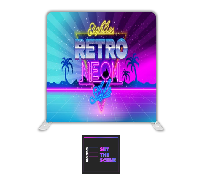 80's Retro Neon Pillowcase Backdrop Cover