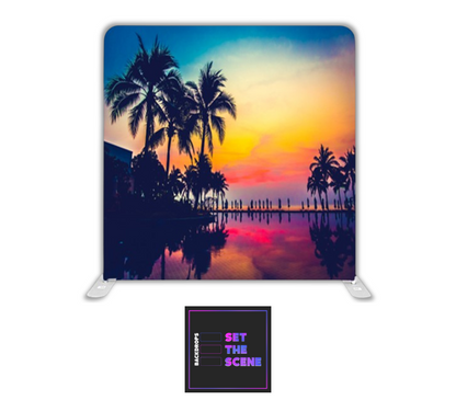 Vibrant Tropical Sunset Pillowcase Backdrop Cover