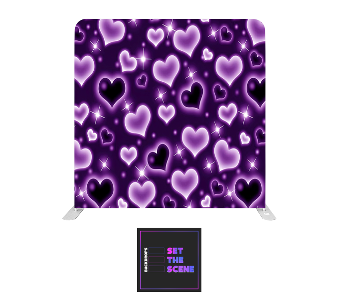 Purple Hearts Pillowcase Backdrop Cover