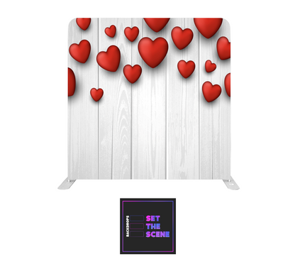Red Hearts on Rustic Pillowcase Backdrop Cover