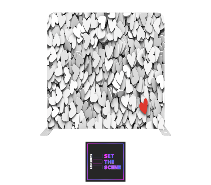 White Hearts Pillowcase Backdrop Cover